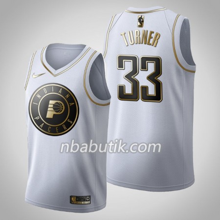 NBA Mænd Trøje Indiana Pacers Myles Turner 33 Nike 2019-20 Hvid Golden Edition Swingman NBA Mænd Trøje Indiana Pacers Myles Turner 33 Nike 2019-20 Hvid Golden Edition Swingman